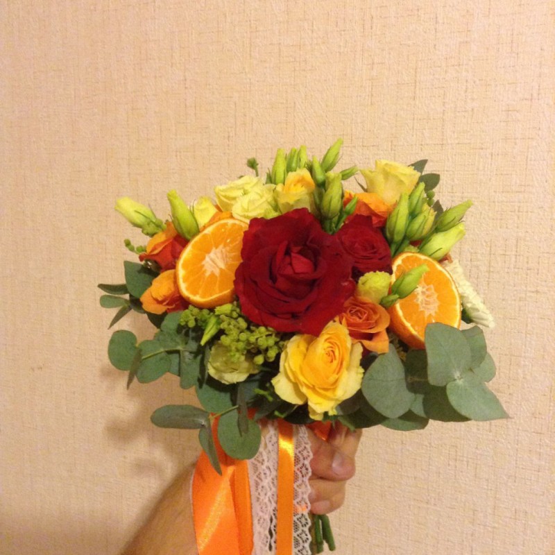 Букет невесты с мандаринами