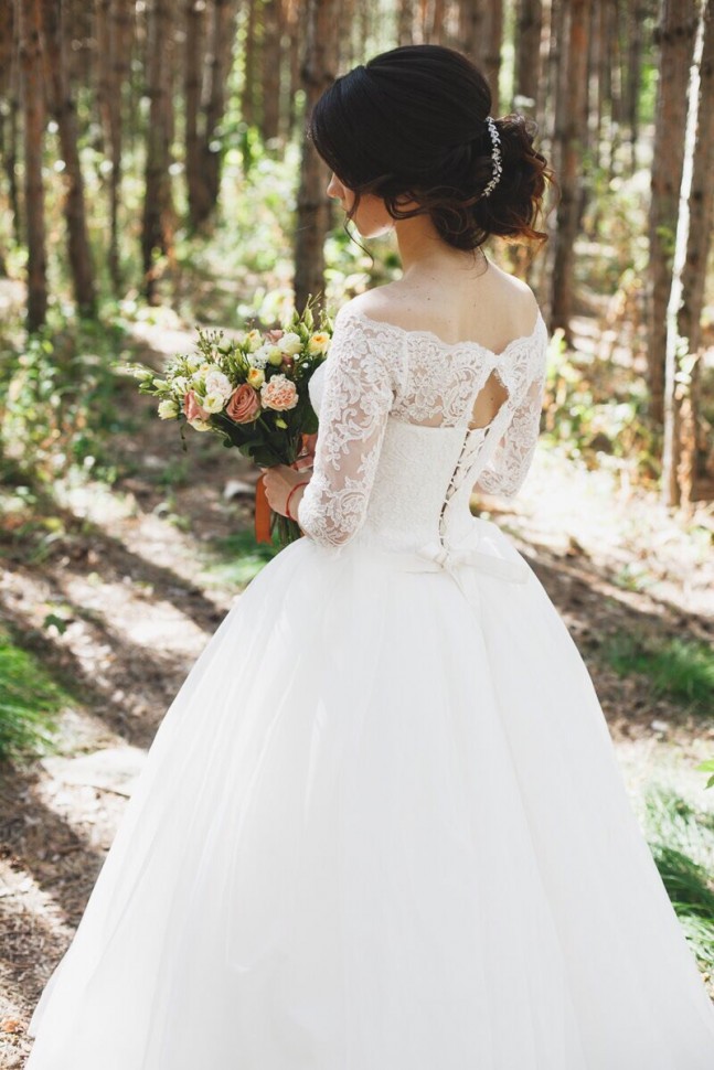 Букет невесты с розой цвета капучино